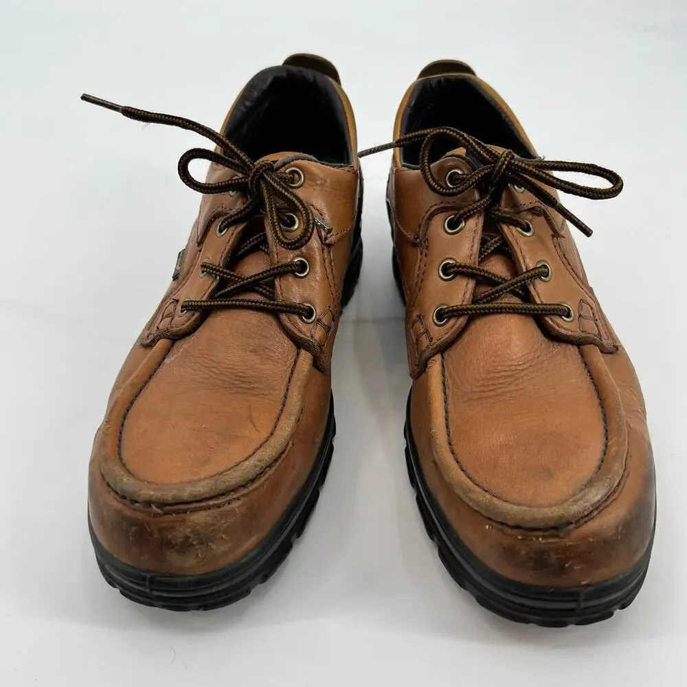 Wolverine Mens 8.5 W Steel Toe Durashocks Explorer Oxford brown tan leather boot